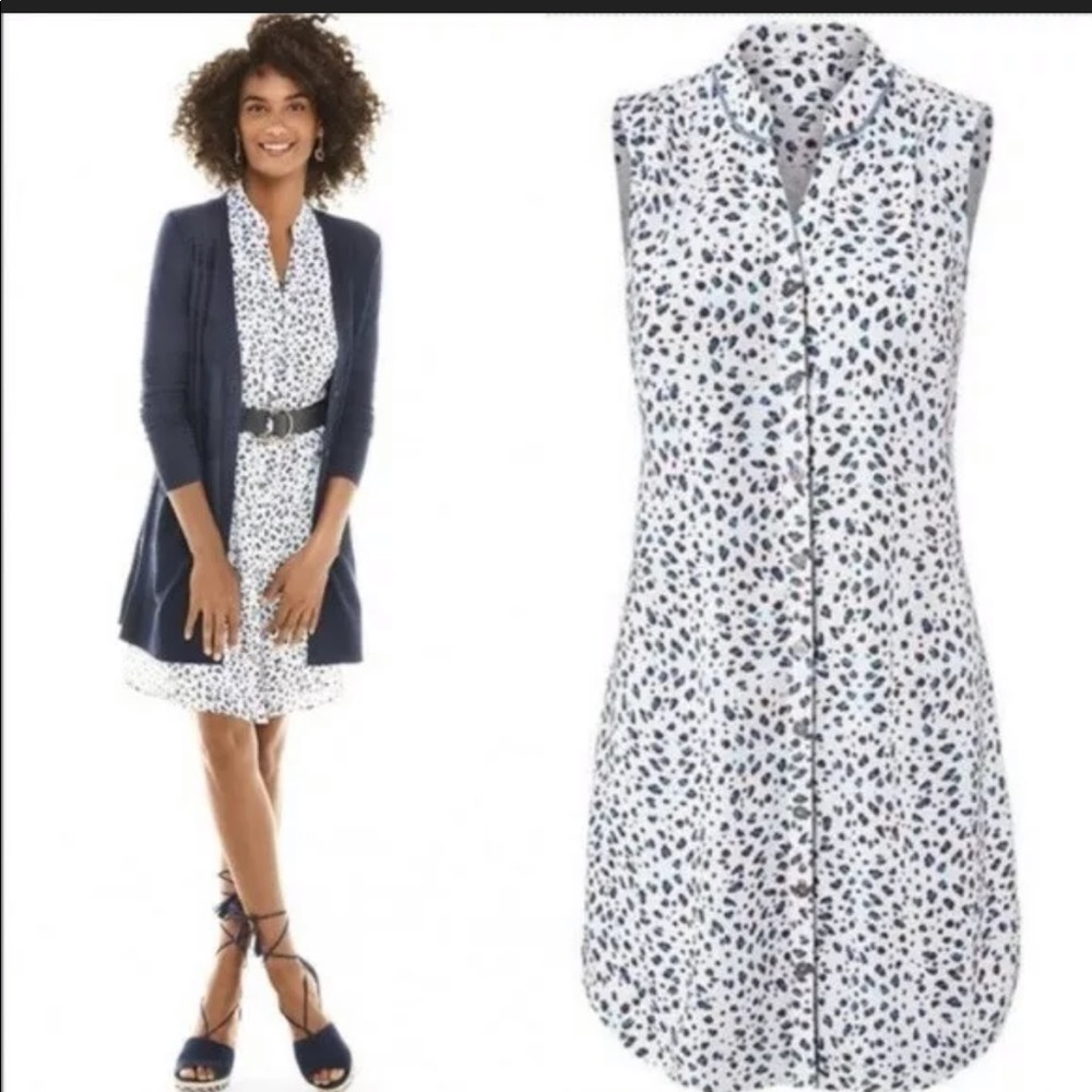 CABI Camilla Shirt Dress Sleeveless Leopard Print - Picture 2 of 6
